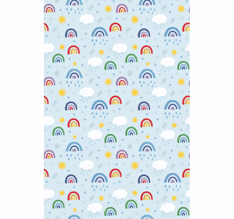 Tapeta dla dzieci niebieskie tęcze i chmury - TenStickers