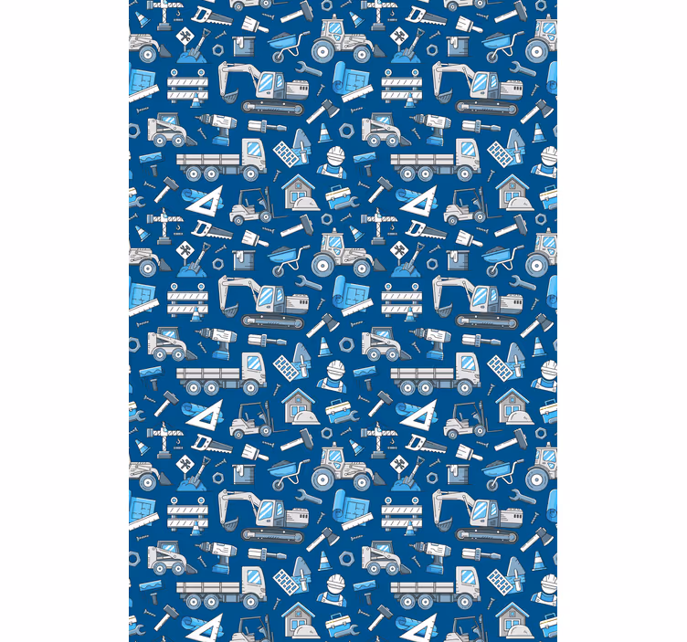 Tapeta dla dzieci z pojazdami budowlanymi - TenStickers