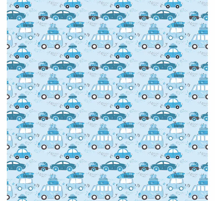 Tapeta dla dzieci z niebieskimi samochodami - TenStickers