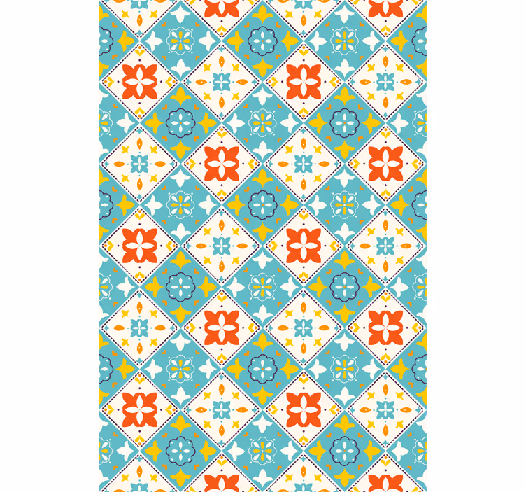 Tapeta do łazienki w niebieskie i beżowe płytki - TenStickers