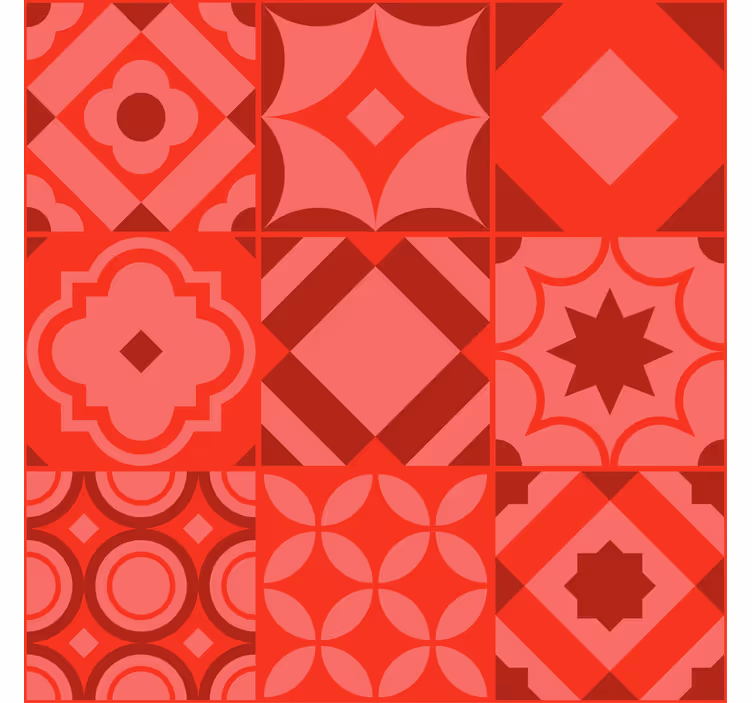 Tapeta do kuchni czerwone kafelki - TenStickers