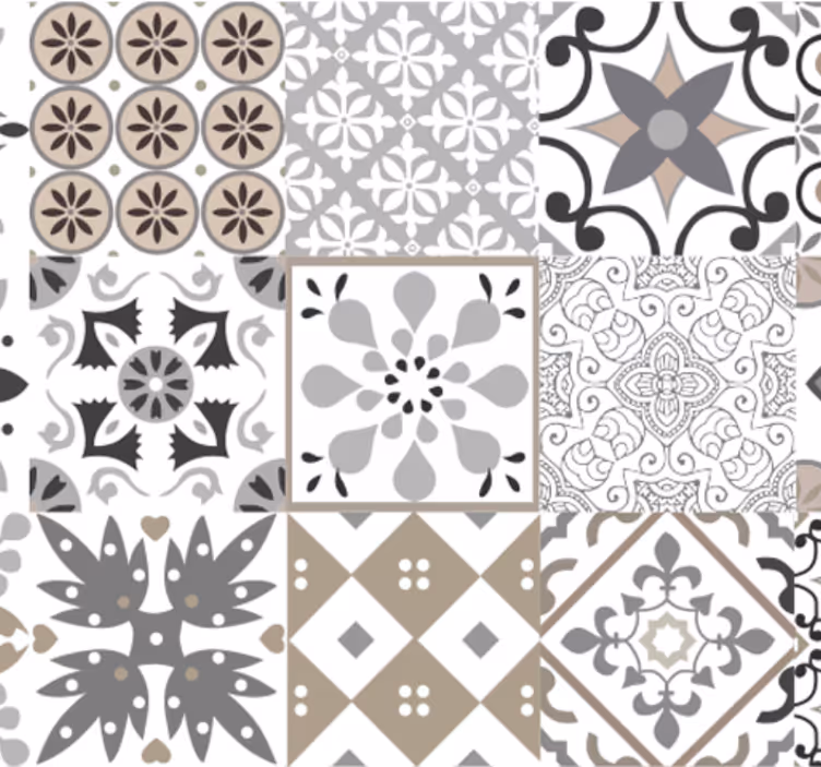 Tapeta do kuchni mozaika w odcieniach szarości - TenStickers