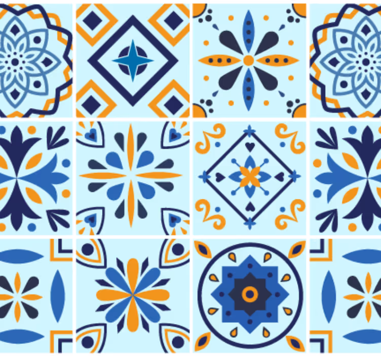 Tapeta do kuchni w tradycyjnym wzorze płytek - TenStickers