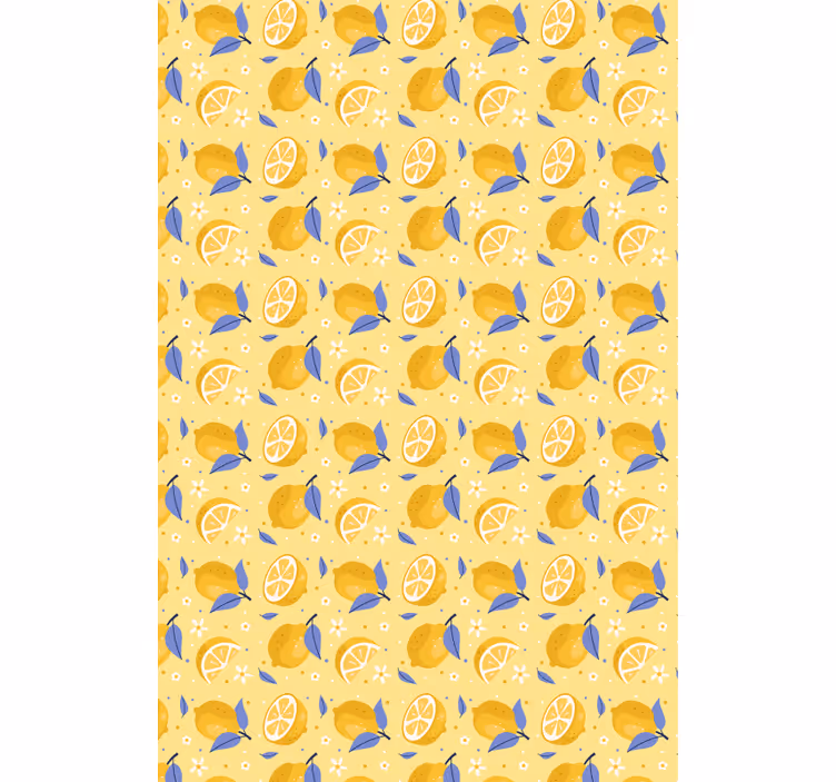 Tapeta do kuchni z radosnym wzorem cytrynowym - TenStickers
