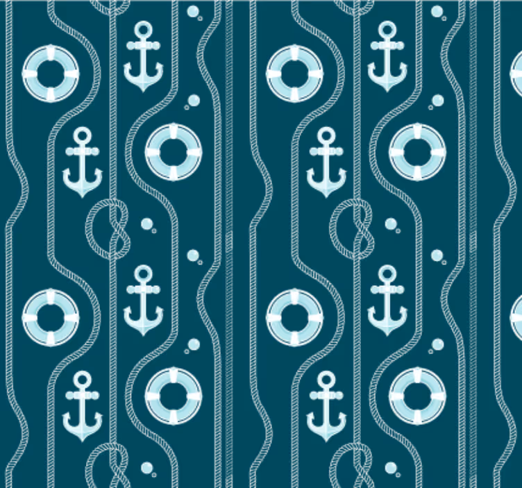 Tapeta do łazienki z niebieską kotwicą morską - TenStickers