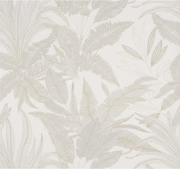 Tapeta do sypialni w beżowy botaniczny wzór - TenStickers