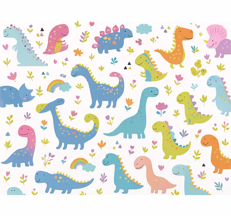 Tapeta dla dzieci kolorowy dinozaur - TenStickers
