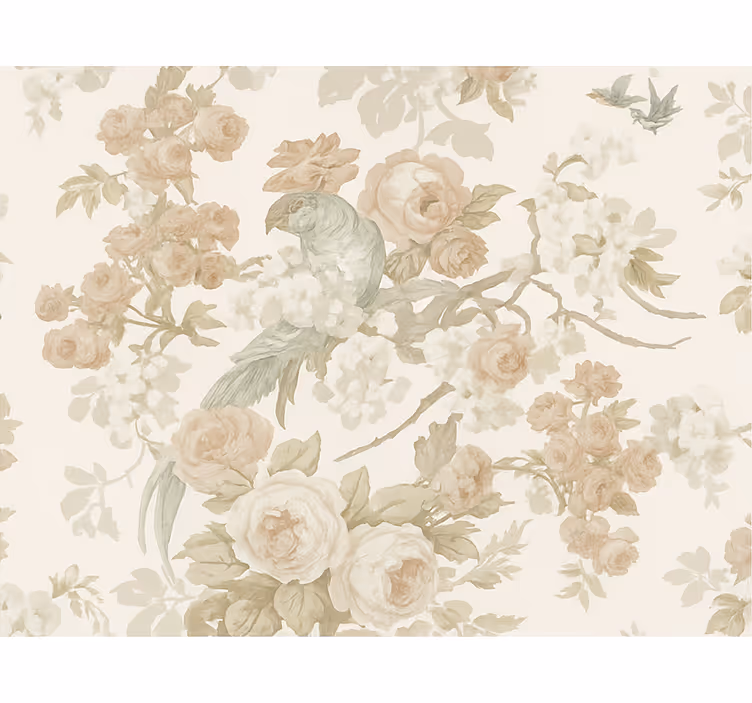 Tapeta do sypialni kwiaty w stylu vintage - TenStickers