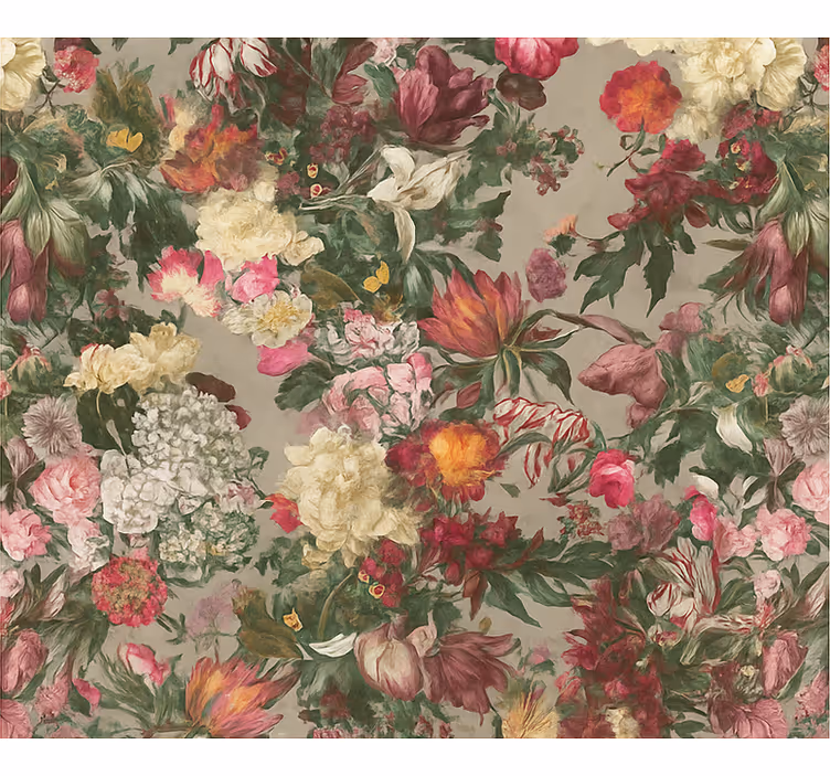Tapeta do sypialni kwiaty w stylu vintage - TenStickers
