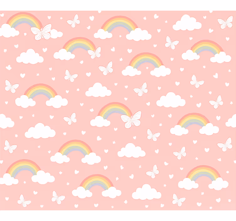 Tapeta dla dzieci w różowe tęcze - TenStickers