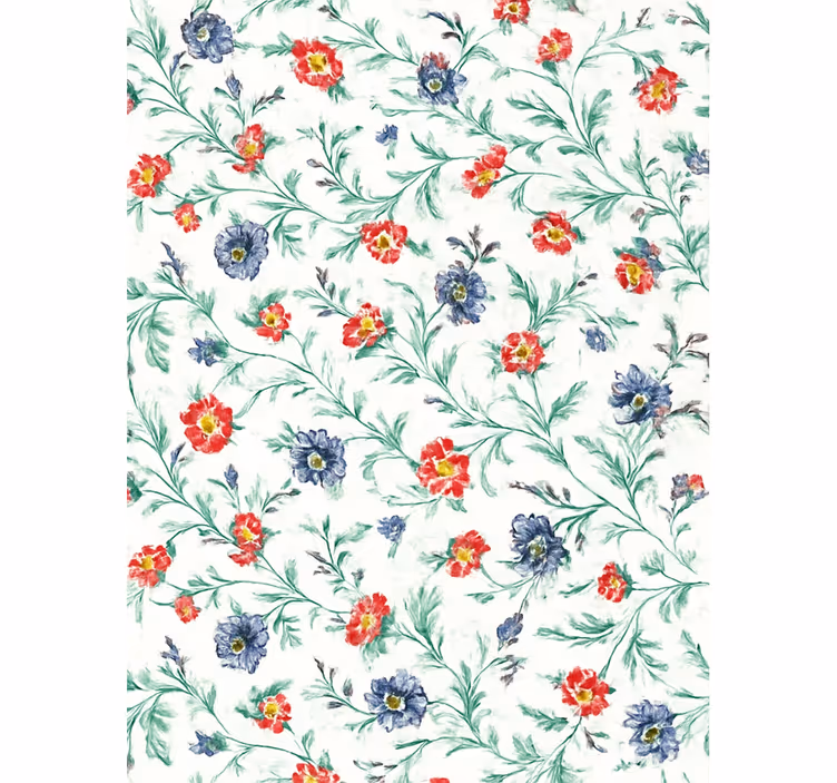 Tapeta do sypialni w stylu retro kwiatowym - TenStickers