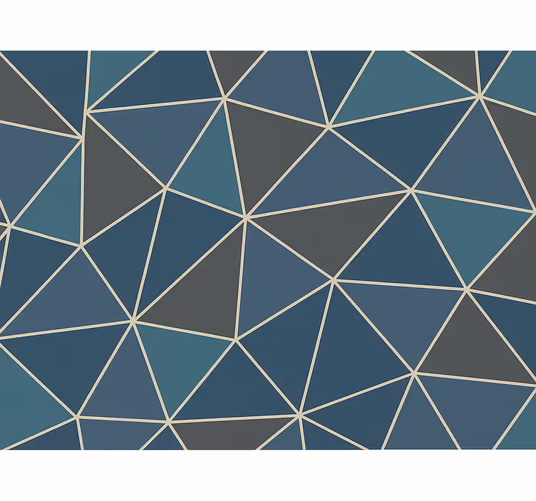 Tapeta do salonu niebieski nowoczesny wzór geometryczny - TenStickers