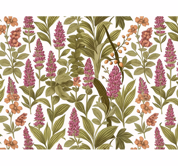 Tapeta do sypialni w kolorowy wzór botaniczny - TenStickers