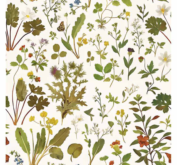 Tapeta do sypialni w botaniczny wzór na białym tle - TenStickers