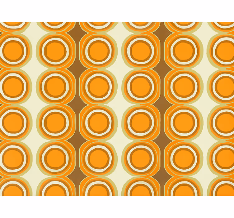 Tapeta do salonu w retro pomarańczowe kółka - TenStickers