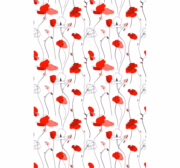 Tapeta kwiaty rysunek maków - TenStickers