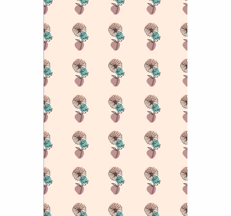 Tapeta kwiaty z motywem stokrotki w linii - TenStickers