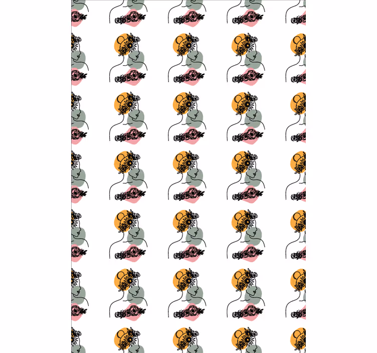 Tapeta kwiaty z niesamowitą twarzą kobiety - TenStickers