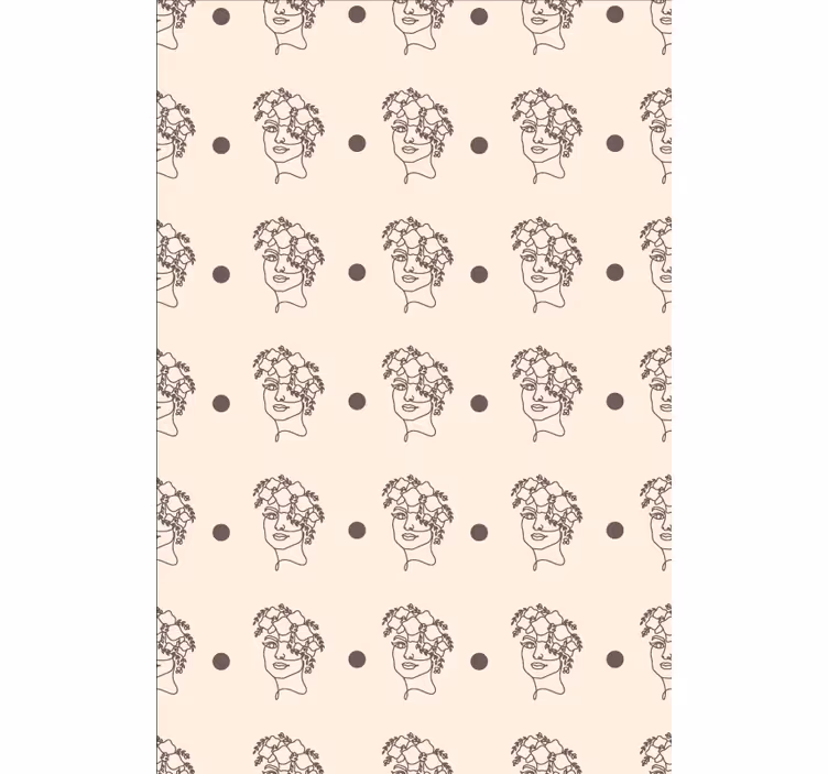 Tapeta kwiaty minimalistyczna sylwetka uroczej kobiety - TenStickers
