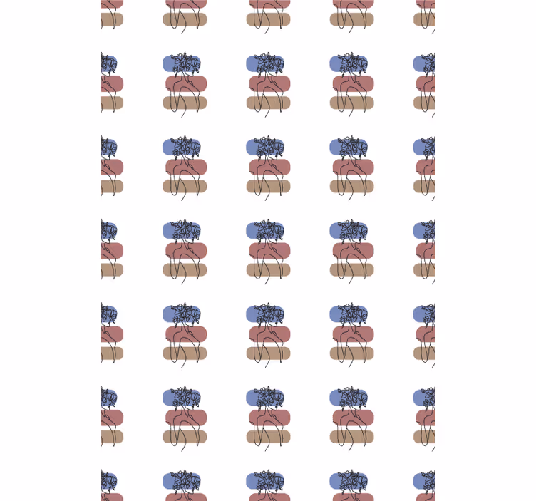 Tapeta kwiaty z geometrycznym wzorem kobiety - TenStickers