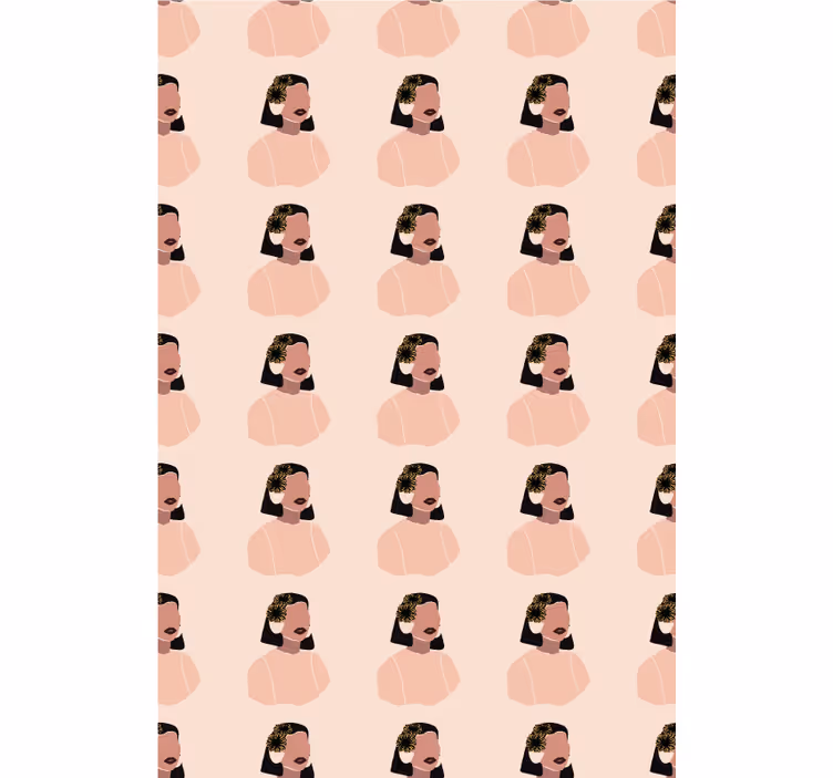 Tapeta kwiaty z twarzą uroczej kobiety w słońcu - TenStickers