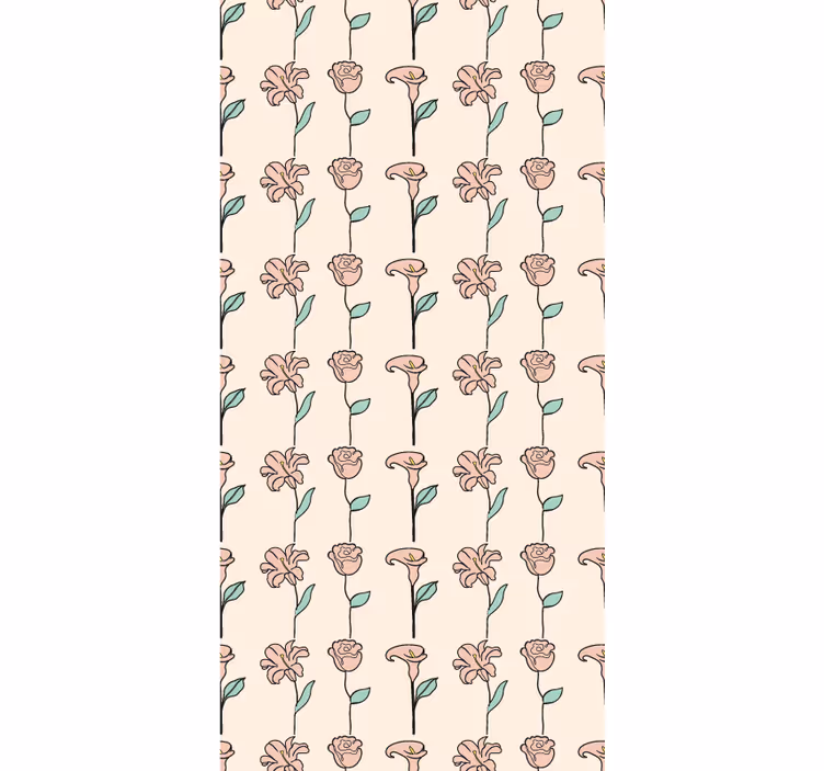 Tapeta kwiaty oryginalny minimalistyczny wzór - TenStickers