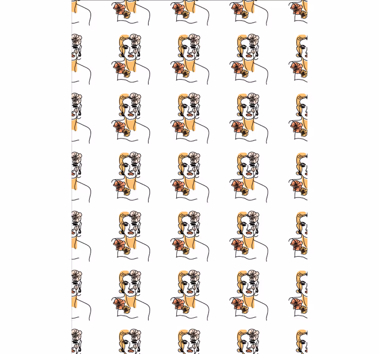 Tapeta kwiaty z minimalistyczną twarzą z orchideami - TenStickers