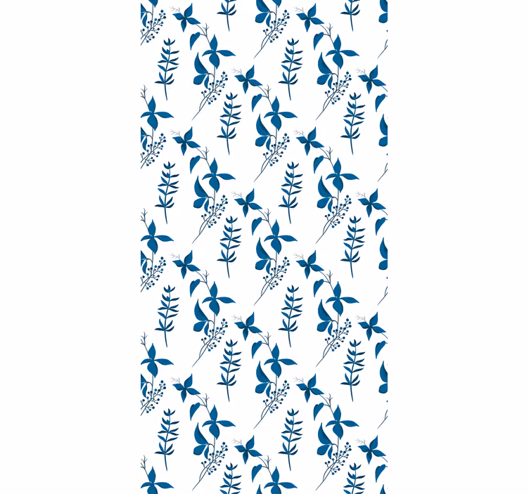 Tapeta kwiaty w niebieski wzór kwiatowy - TenStickers