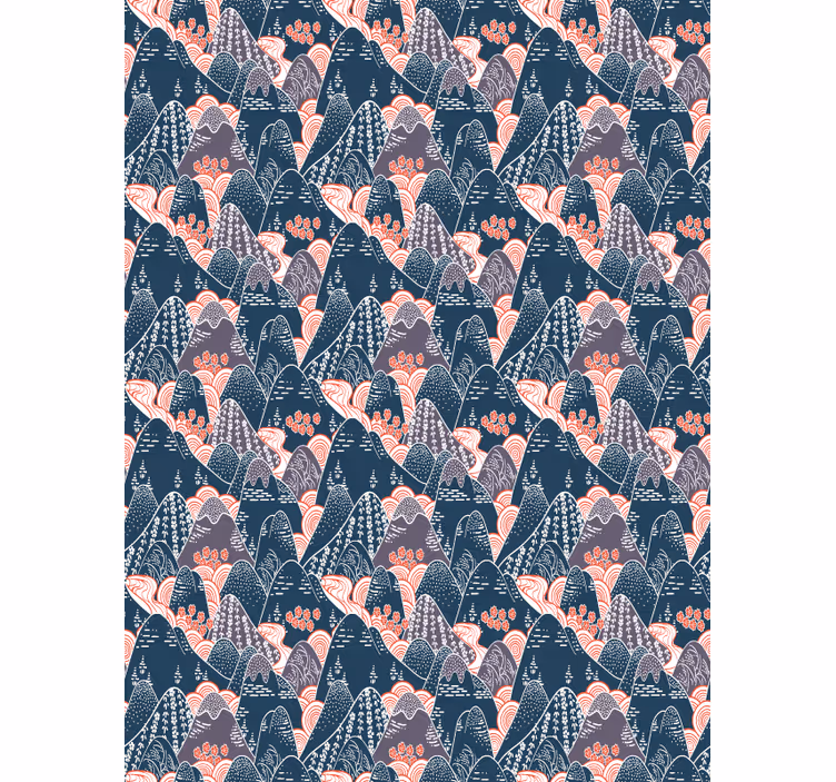 Tapeta do sypialni w wielokolorowy japoński wzór - TenStickers