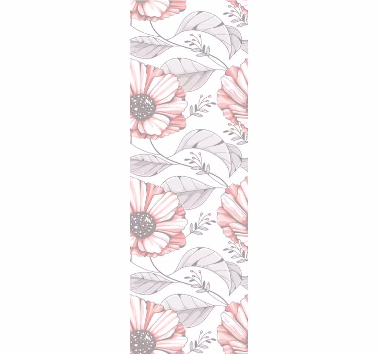 Tapeta do sypialni w elegancki różowy wzór magnolii - TenStickers