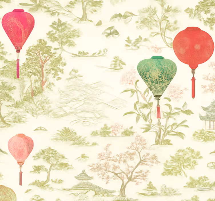 Tapeta do sypialni w orientalnym krajobrazie - TenStickers