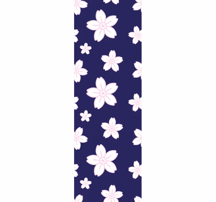 Tapeta do sypialni w vintage kwiaty śliwy na niebieskim tle - TenStickers