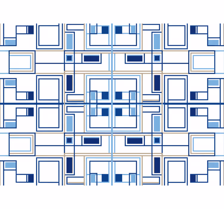 Tapeta kwadraty formy geometryczne niebieskie - TenStickers