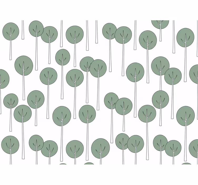 Tapeta kwiaty w minimalistyczny wzór drzew - TenStickers