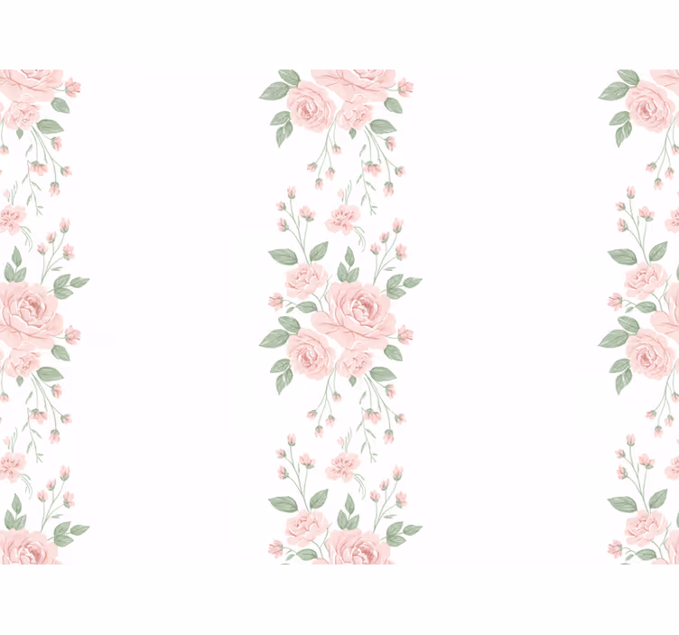 Tapeta kwiaty w jasnoróżowym wzorze florystycznym - TenStickers