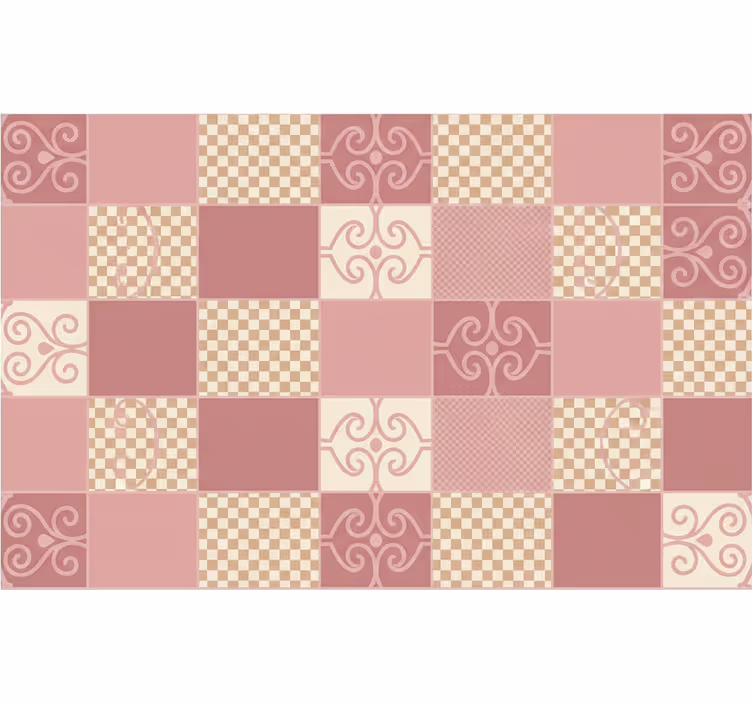 Tapety geometryczne w różową kratkę vintage - TenStickers