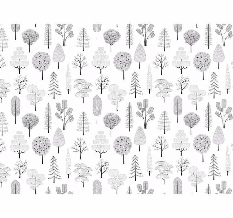 Biała tapeta w wzór drzewka - TenStickers