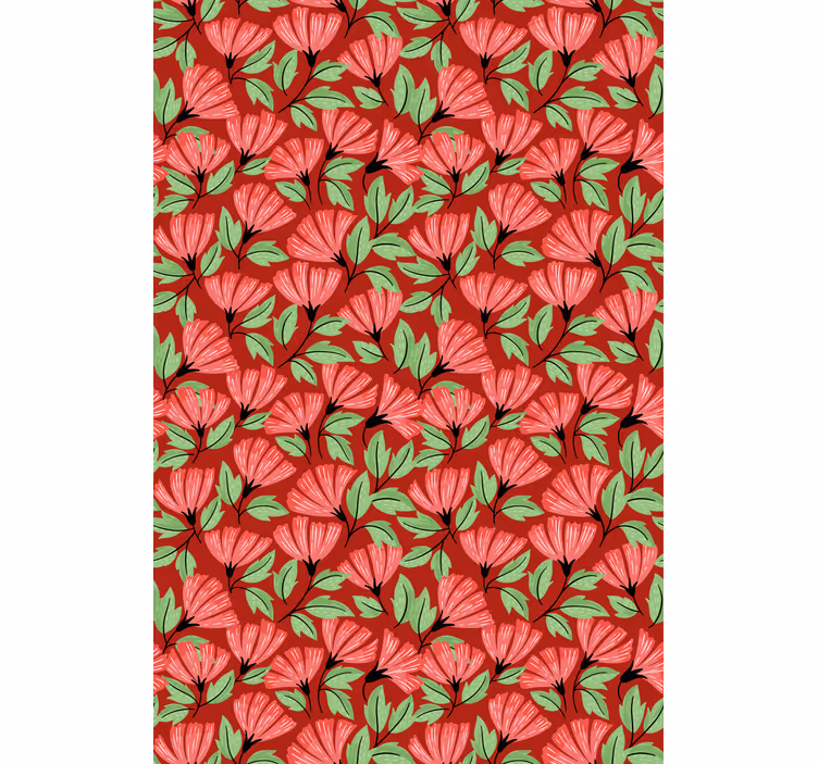Czerwona tapeta w stylu vintage z czerwonym wzorem - TenStickers