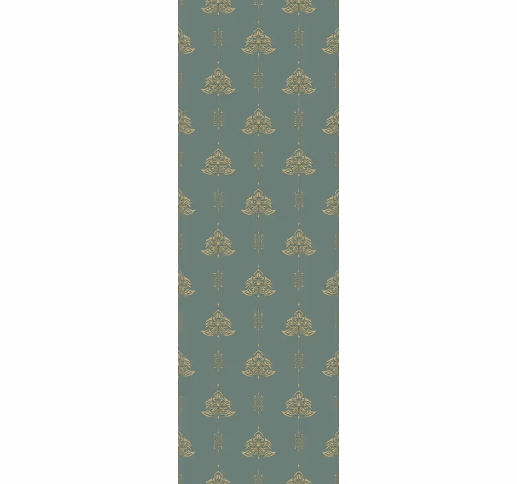 Zielona tapeta w stylu jugendstil z złotymi kwiatami - TenStickers