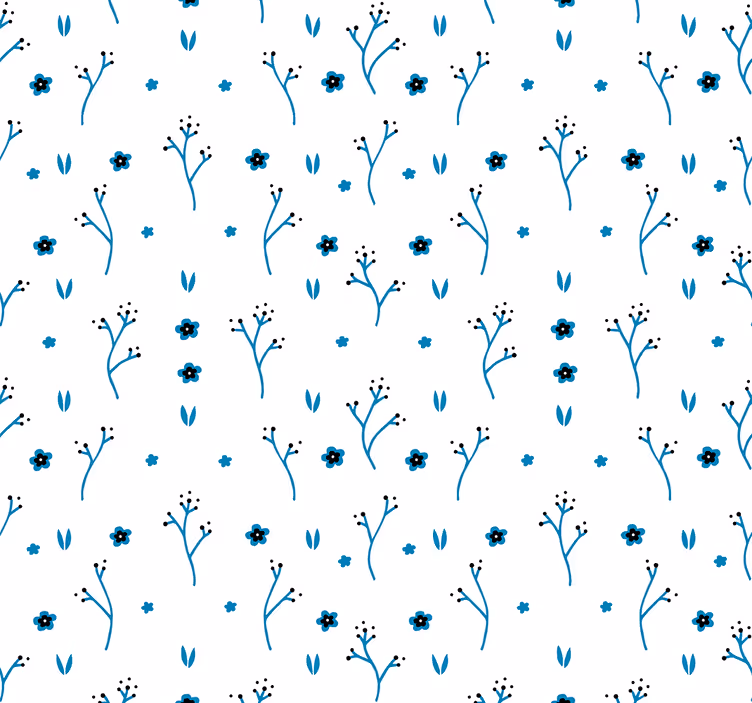 Tapeta do salonu natura jasnoniebieskie kwiatuszki - TenStickers