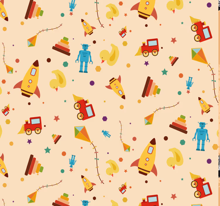 Tapeta vintage zabawki dla dzieci - TenStickers