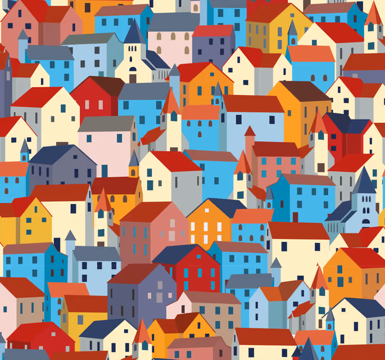 Tapeta miasto miejski patchwork - TenStickers