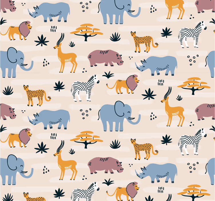 Tapeta ze zwierzętami do pokoju dziecięcego - TenStickers