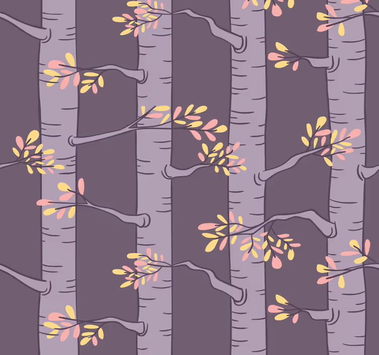 Tapeta las fioletowe brzozy - TenStickers