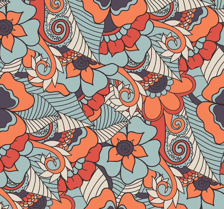 Tapeta kwiaty w intensywnym wzorze - TenStickers