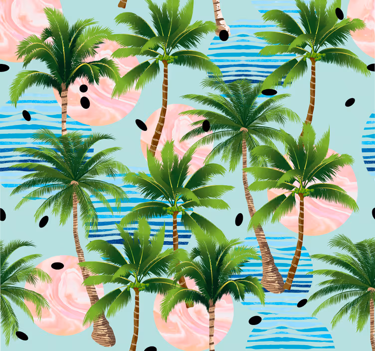 Tapety natura palmy i fale - TenStickers