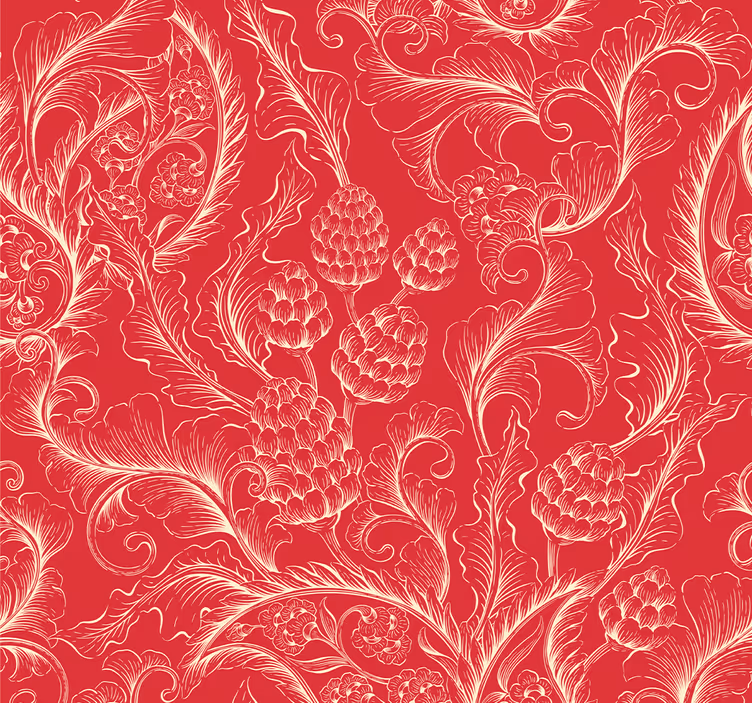 Ozdobna tapeta paisley czerwona - TenStickers