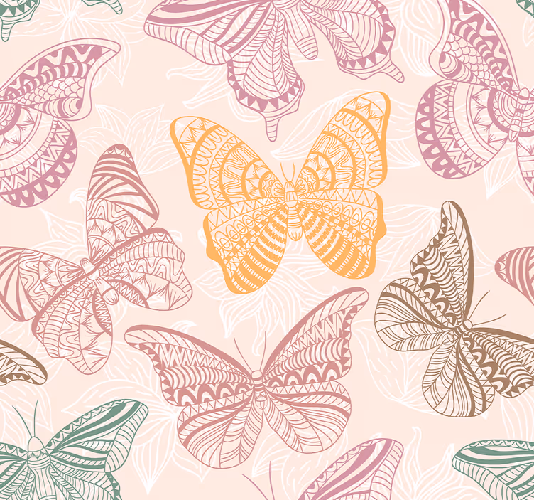 Tapeta vintage Kolorowe motyle - TenStickers