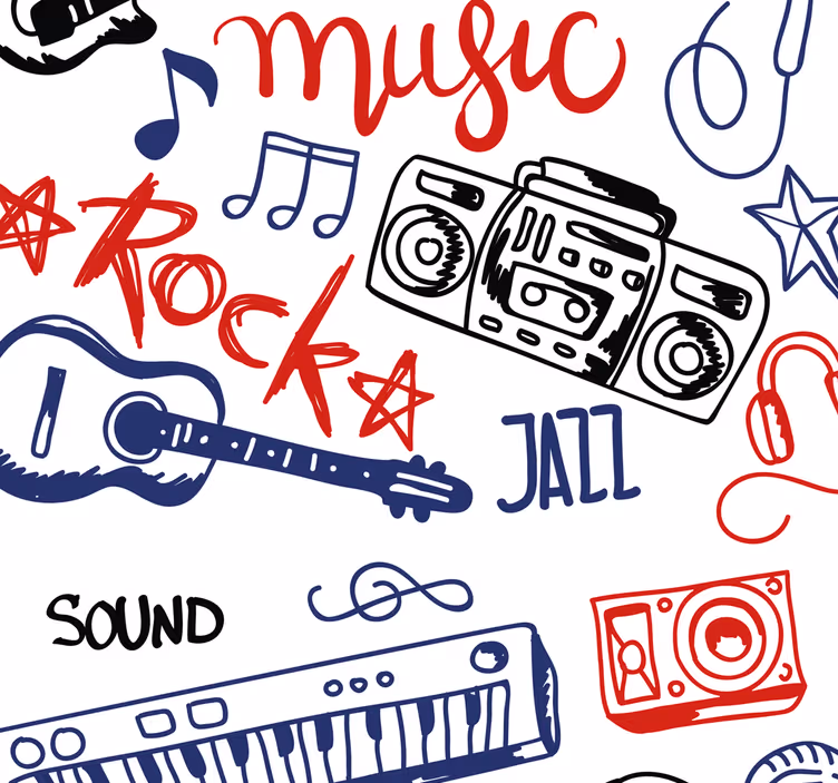 Tapeta do pokoju młodzieżowego Instrumenty muzyczne - TenStickers
