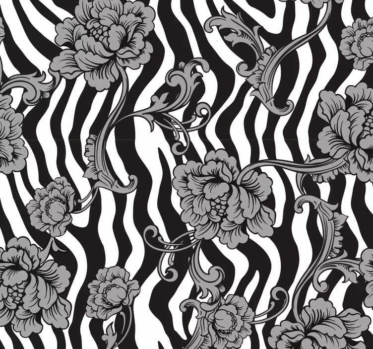 Tapeta zebra pasy zebry Kwiatowa fuzja - TenStickers